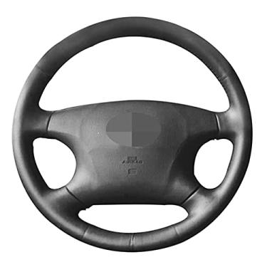Imagem de Capas de volante de couro de microfibra preta costuradas na embalagem, próprias para Toyota Camry 2002 a 2004 Highlander Avalon 2002 a 2004