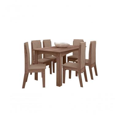 Imagem de Mesa Sala De Jantar Com 6 Cadeiras 1,56 M Austria Amêndoa