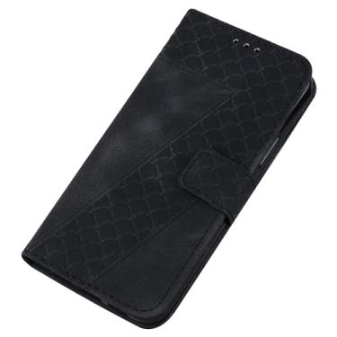 Imagem de Hee Hee Smile Capa de telefone para Oppo A94 4G Retro Phone Leather Case Simplicity Phone Case 7-line Flip Back Cove Preto