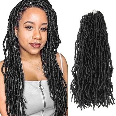 Imagem de Niseyo Faux Locs Crochet Hair 45,7 cm macio locs, 6 pacotes de extensões de cabelo sintético liso com virilha pré-enrolada (1B, preto natural)