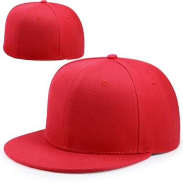 Imagem de YEKEYI Boné de beisebol com aba reta aba reta aba em branco topo alto moderno boné de beisebol em tom de leão chapéu de cowboy, Vermelho, 6 7/8