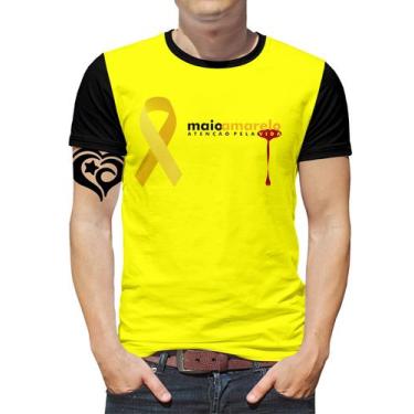 Imagem de Camiseta Maio Amarelo Masculina Blusa - Alemark