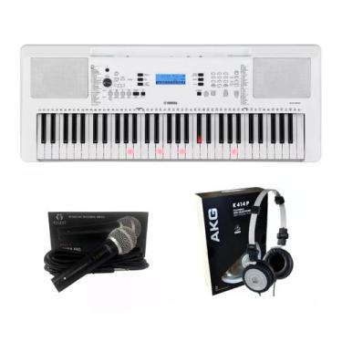 Imagem de Kit Teclado Yamaha Ez-300 Branco Com Microfone E Fone K414