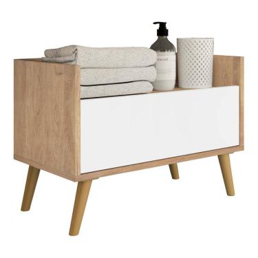 Imagem de Gabinete de Banheiro Retrô Multimóveis 80 cm FG5000 Rustic/Branco/Natural