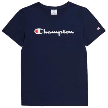Imagem de Champion Camiseta feminina, camiseta clássica, camiseta confortável para mulheres, escrita (tamanho plus size disponível), Azul-marinho francês, M
