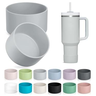 Imagem de KTKUDY Pacote com 2 botas de silicone para Stanley Tumbler 40 30 567.0 g e destinado a Hydro Flask 340.2-680.4 g - Cup Boot fit Select Yeti, Simple Modern, Owala Water Bottle - Acessórios de tampa