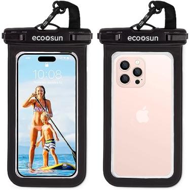 Imagem de Eco Sun Bolsa de telefone à prova d'água (pacote com 2) — Projetada no Havaí — Capa para todos os iPhones (incluindo 15 Pro Max), Samsung Galaxy S24 e mais preta/preta