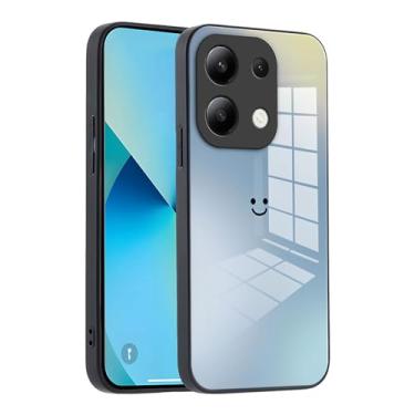 Imagem de XINYEXIN Capa de telefone de vidro gradiente para Xiaomi Redmi Note 13 4G - proteção fina, amortecedor de silicone macio, à prova de choque e resistente a arranhões - azul
