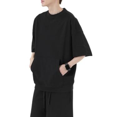 Imagem de Qingyee Camiseta casual com capuz, moletom com capuz solto sem mangas, blusas de algodão grandes., Bolsos inclinados - cinza-terra, GG