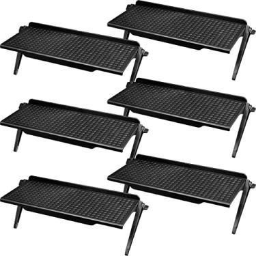 Imagem de Hoteam 6 peças de prateleira de tela de TV, ajustável, prateleira superior de plástico, armazenamento de videogame, console de jogos, suporte de roteador preto, prateleiras de áudio e vídeo para