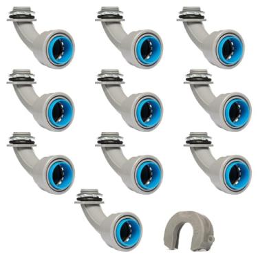 Imagem de Conector de cotovelo de 90 graus QuickFitting de 1/5.1 cm | Encaixe de conduíte elétrico de PVC com instalação push | para conduíte de PVC rígido Sch 40 e Sch 80 | Pacote com 10 conectores de conduíte