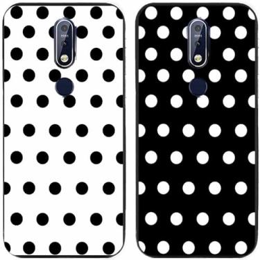 Imagem de 2 peças preto branco bolinhas impressas TPU gel silicone capa de telefone traseira para Nokia todas as séries (Nokia 7.1)