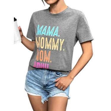 Imagem de SOFIA'S CHOICE Camisetas femininas grandes tie dye gola redonda manga curta camiseta casual verão camisetas tops, Mama cinza, P