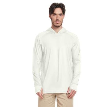 Imagem de Moletom com capuz branco marfim proteção solar manga longa secagem rápida FPS 50 + camisa de sol com capuz Rash Guard camisas praia, Marfim, M