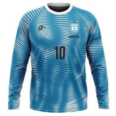 Imagem de Camiseta Manga Longa Filtro UV Argentina Azul Retrô-Masculino