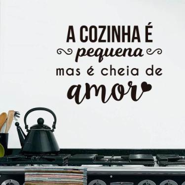 Imagem de Adesivo Frase A Cozinha É Pequena Mas É Cheia De Amor Geladeira - Kant