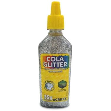 Imagem de Cola com Glitter, Acrilex 029120202, Prata, 35 g, Pacote de 12