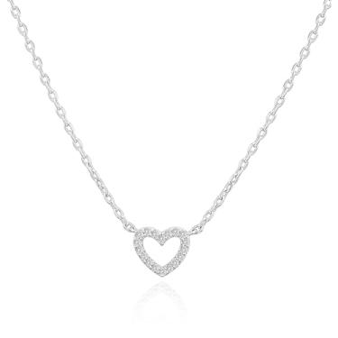 Imagem de A168A Colar feminino Love 14K | Colar feminino de ouro e prata | banhado a ouro | Colar de joias | Presente de festival, Aço inoxidável, Zircão