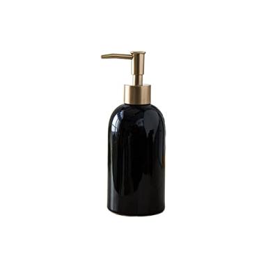 Imagem de Porta Sabonete Líquido Dispensador de sabão do banheiro bomba de sabão dispensador de sabão cerâmica redonda dispensador de sabão moda garrafa de loção cor sólida Banheiro(Color:Black)