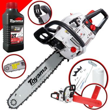 Imagem de Motosserra Á Gasolina Toyama TCS58H TCS-58H Motor 2T 55cc 3,2HP Sabre 18 Pol. 12.000RPM leve, ergonômica e de fácil manuseio + ÓLEO LUBRIFICANTE 2T