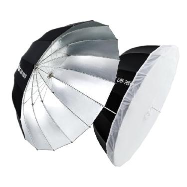 Imagem de Godox Guarda-chuva UB-105S parabólico 41 polegadas/105 cm, acessório de iluminação profissional leve e portátil com difusor macio transparente incluído, ideal para retrato e moda, preto e prata