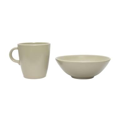Imagem de Conjunto 1 Caneca 400ml e 1 Bowl Cerâmica Verde Avocado Resistente Serve Café Chá Tigela Cumbuca Cerais Sala De Fruta Qualidade Mesa Posta