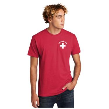 Imagem de Camiseta Lifeguard Staff Uniform - Material de algodão macio - Ideal para funcionários e funcionários - Tamanho unissex, Vermelho, GG