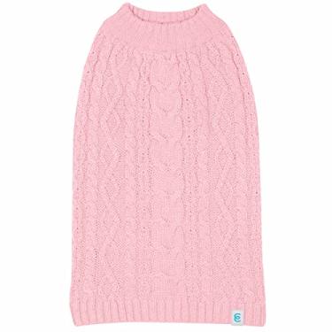 Imagem de Blueberry Pet Suéter clássico de lã com mistura de cabo, suéter para cães em rosa mudo, comprimento das costas 55,88 cm, pacote com 1 roupa para cães