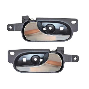 Imagem de PT Auto Warehouse GM-2314MA-FP - Maçaneta interna interna interna, caixa preta com alavanca cromada de zinco - Par dianteiro esquerdo/direito