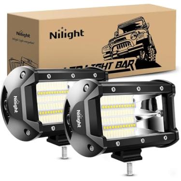 Imagem de Nilight 18001F-B 2 PCS 1,5 cm 72 W Linha Dupla Flood Bar 10800 Lumens Driving Fog Led Off Road Lights para caminhões Jeep ATV UTV SUV Boat Marine, 2 anos de garantia