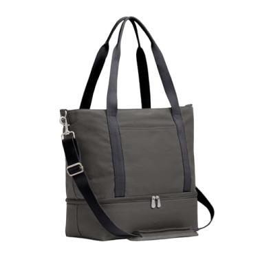 Imagem de Lo & Sons Bolsa Catalina Day - Bolsa de lona premium para uso diário e viagem com compartimento para sapatos, manga para bagagem, alça acolchoada, Cinza meia-noite, 11.5'' x 5.75'' x 13''