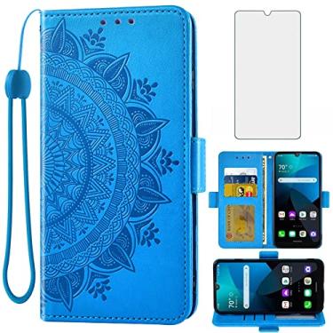 Imagem de Asuwish Compatível com LG Premier Pro Plus 15.5 cm/Harmony 4/K40S/K41 capa carteira de vidro temperado protetor de tela suporte para cartão flip alça de pulso capa para celular para homens L455DL K