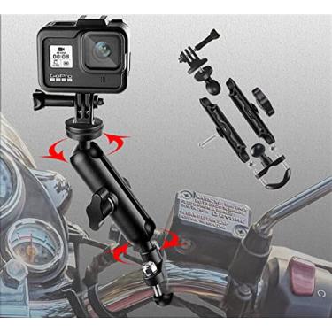 Imagem de Suporte de câmera de motocicleta 360° para GoPro Suporte de guidão Suporte de metal 1/4 GoPro Hero10/9/8/7/6/5/4/3+ acessório de câmeras de ação (serve para suporte de guidão de motocicleta Utv de