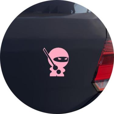 Imagem de Adesivo de Carro JDM Ninja Japones com Bastão - Cor Rosa Claro - Melho