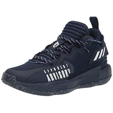Imagem de adidas Tênis de basquete unissex adulto Dame 7 Extply, Equipe azul marinho/branco/time azul-marinho, 9 Women/8 Men