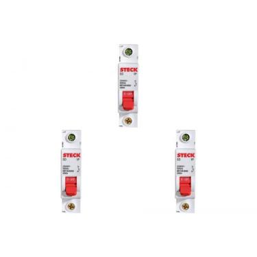 Imagem de Kit C/3 - Disjuntor Steck Din Unipolar 25A Sd61 3Ka