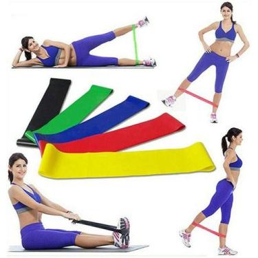 Imagem de Kit 5 Faixas Elásticas Mini Band Exercícios Yoga Pilates - BCS