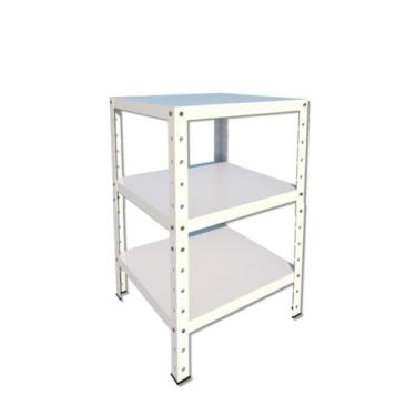 Imagem de Estante Aço Pequena p 45kg BRANCA 3 Bandejas Bipartida 65cm x 40cm x 4