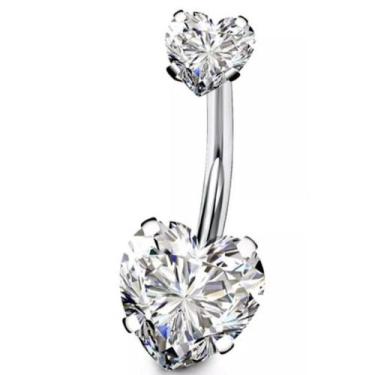 Imagem de Piercing Umbigo Aço Cirúrgico Zircônias Coração Duas Pontas - Life Toy
