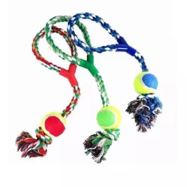 Imagem de Brinquedos Pet Corda Interativo Caes Mordedor Bola Cachorros - Pet Ama