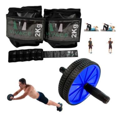 Imagem de Kit Exercícios Em Casa Caneleira 2kg + Roda Abdominal - Lavarieta