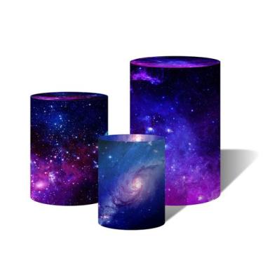 Imagem de Trio Capas Para Cilindro Versátil Universo Galáxia Estrelas no Espaço 