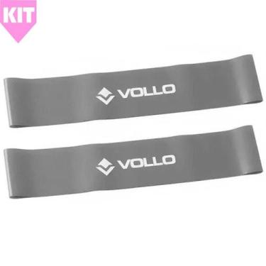 Imagem de Kit 2 Mini Faixa Exercício Vollo VP1054 0,90mm Cinza Escuro - VOLLOS