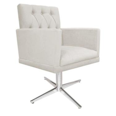 Imagem de Poltrona Decorativa Nanda Base Giratória de Metal Sala de Estar Quarto