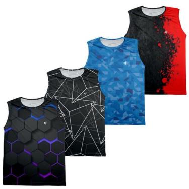 Imagem de Kit 4 Regata Cavada Camisa Masculina Academia Fitness Dry Corrida Cami