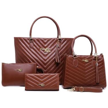 Imagem de Kit De Bolsas Lorena 4 Pecas  Bolsa Sacola  Carteira e Tira Colo Pacot
