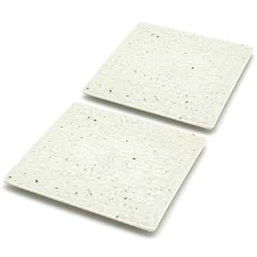 Imagem de TIKUSAN Travessas de servir, conjunto de 2 pratos de sushi, pratos quadrados feitos no Japão, pratos de cerâmica para jantar, restaurante, para aperitivo, carne, sobremesa (branco)