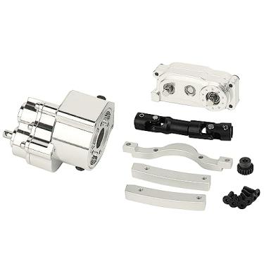 Imagem de RZXYLRC All Metal Front Planetary Motor Transmission Prefixal Gearbox Transfer Case with Hardened Steel Drive Shaft for 1/10 RC Crawler Car Axial SCX10 & SCX10 II 90046 Upgrade Parts (Silver)