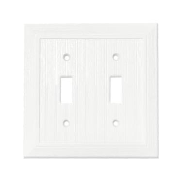Imagem de Placa de parede decorativa moderna design de grão de madeira retrô capa de tomada para interruptor de luz, interruptor inteligente, regulador, GFCI, tomada USB (pacote com 10, decorador duplo)
