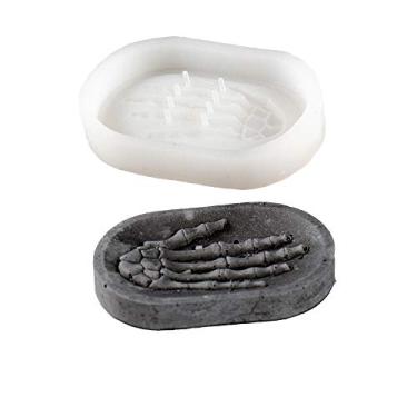 Imagem de Saboneteira oval de moldes de concreto DIY com moldes de cimento de silicone de mão de esqueleto